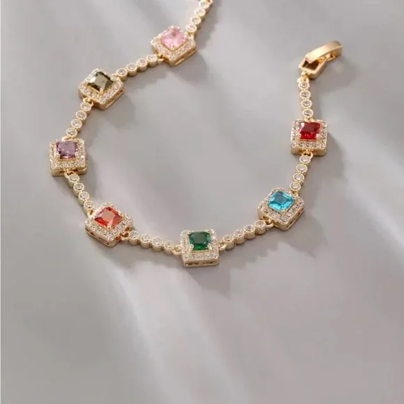 Elegant Multi-Color Gemstone Bracelet - Picture 2 of 5